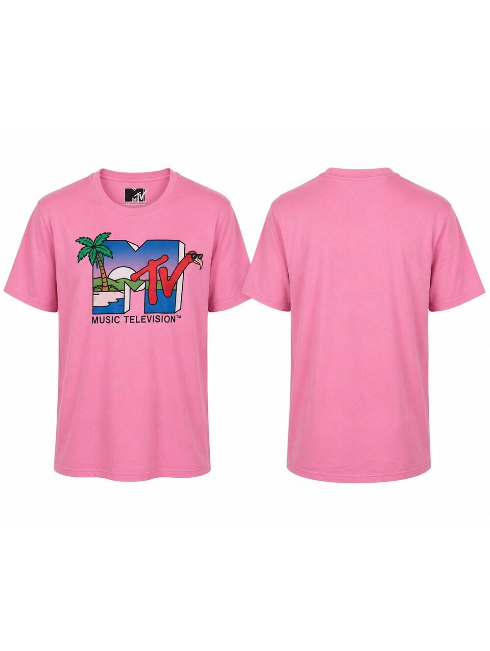 MTV Music Television Palm Tree Ocean Beach Sunset Logo Men's T Shirt Mens M
